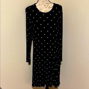 Old Navy Black Polka Dot Swing Dress Large